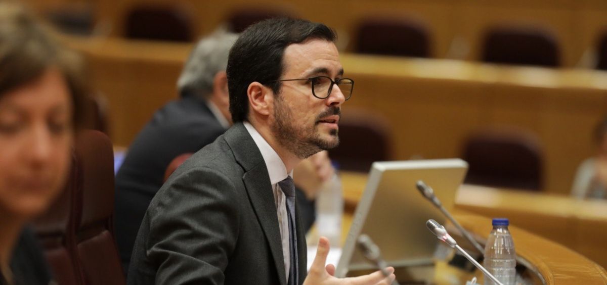 Alberto Garzón en la comparecencia del Senado (Foto. ConSalud)