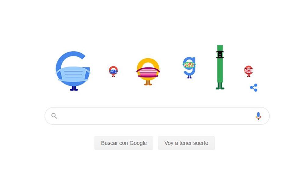 Google recuerda con su ''doodle'' la importancia de llevar mascarilla