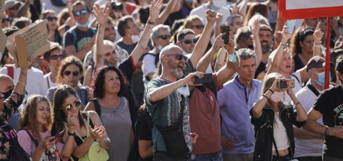 Manifestación en contra de las mascarillas frente a la Covid (Foto. EP)