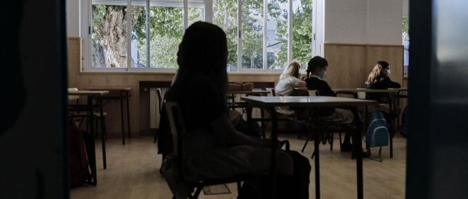 Niños en un aula del Colegio Privado Alameda de Osuna en el primer día del curso escolar 2020 2021. (Foto. Jesús Hellín / EP)