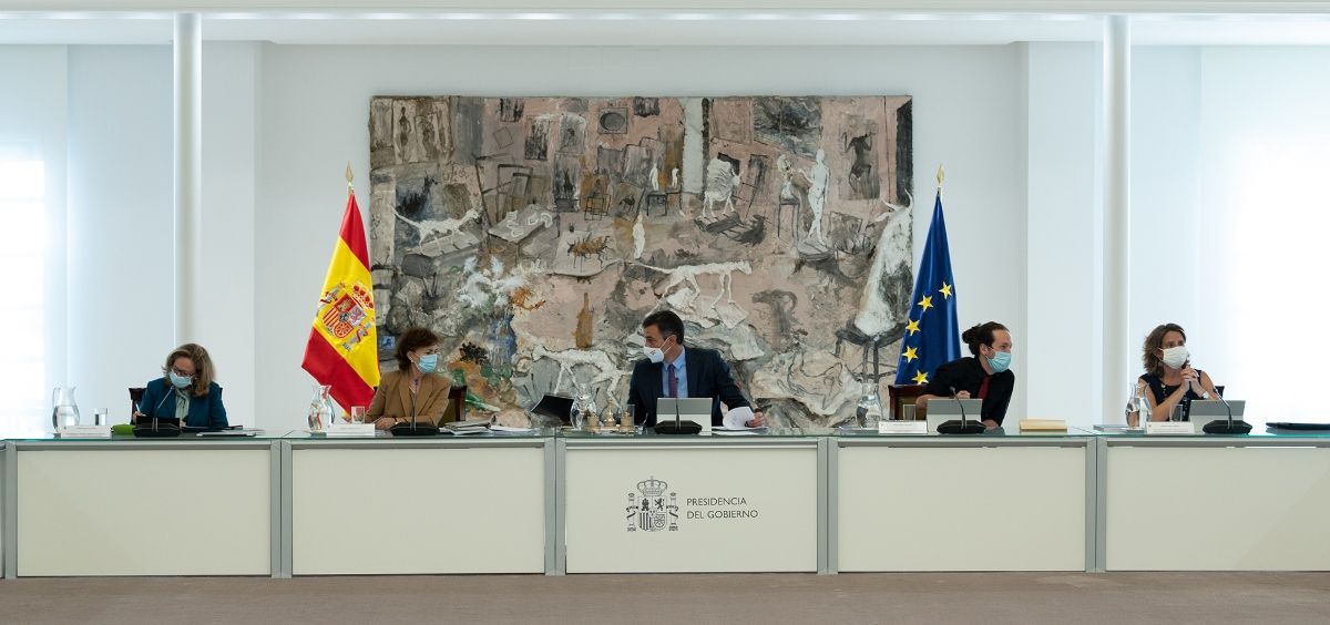El jefe del Ejecutivo, Pedro Sánchez, preside la reunión del Consejo de Ministros en La Moncloa. (Foto. Pool Moncloa / Borja Puig de la Bellacasa)