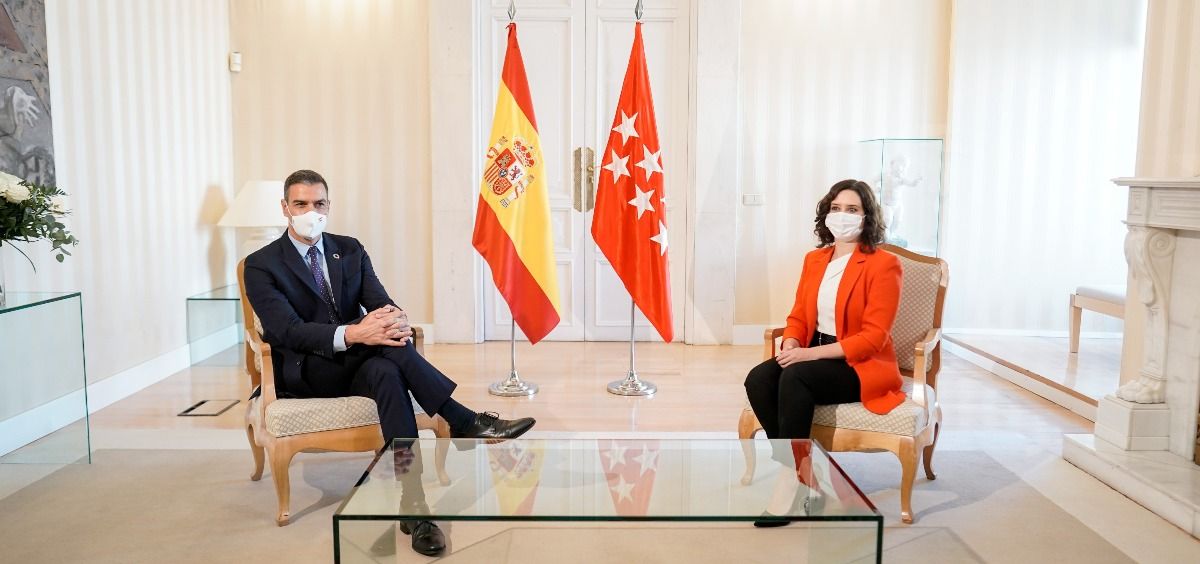 Pedro Sánchez, presidente del Gobierno, junto a Isabel Díaz Ayuso, presidenta de la Comunidad de Madrid (Foto: CAM)