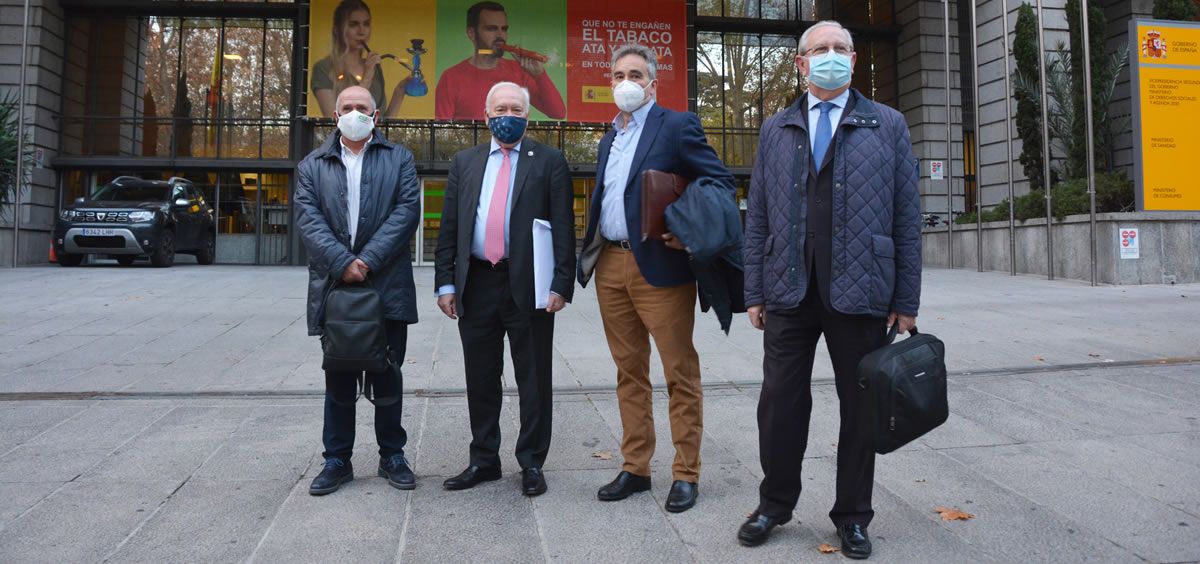 Los representantes del Foro Profesional, en la puerta del Ministerio de Sanidad (Foto: CGE)