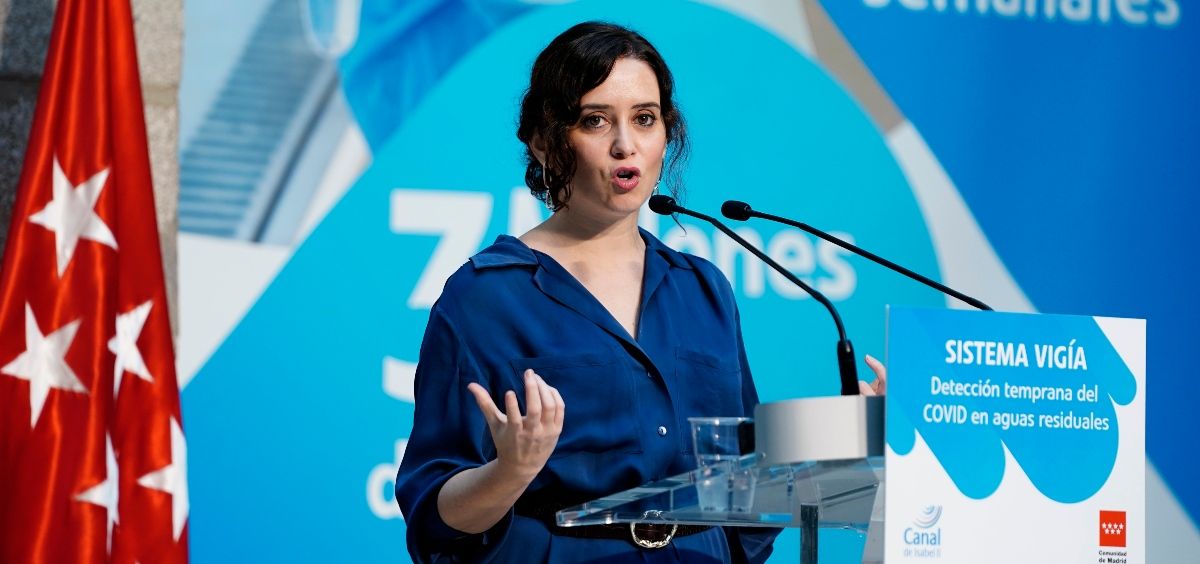 La presidenta de la Comunidad de Madrid, Isabel Díaz Ayuso, durante la presentación del Sistema Vigía (Foto. CAM)