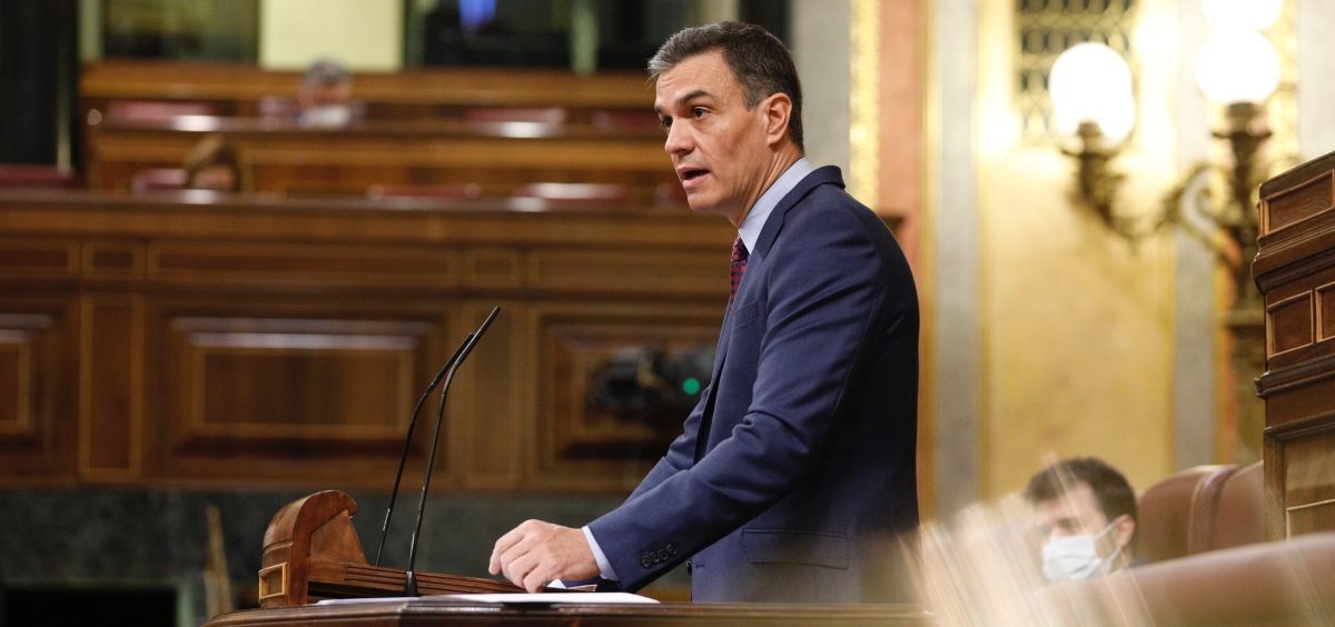 El presidente del Gobierno, Pedro Sánchez, interviniendo en el Congreso de los Diputados (Foto: PSOE)