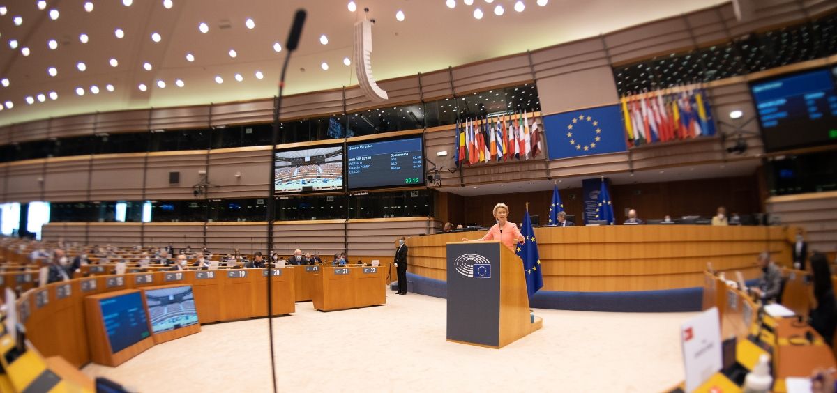 Intervención de la presidenta de la Comisión Europea, Úrsula von der Leyen, en el Parlamento Europeo (Foto: Parlamento Europeo)