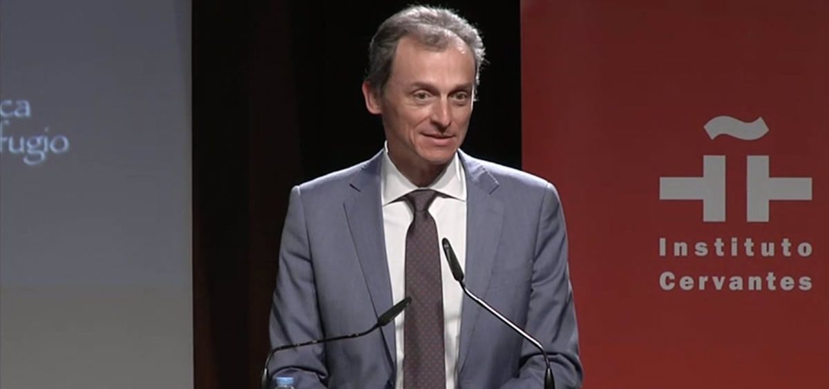 Pedro Duque, ministro de Ciencia e Innovación, durante su intervención (Foto: Academia de Televisión)