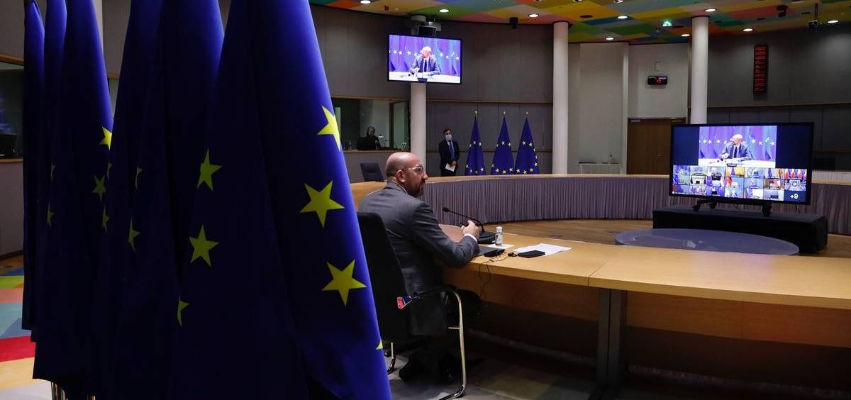 Reunión del Consejo Europeo por videoconferencia (Foto: Unión Europea)