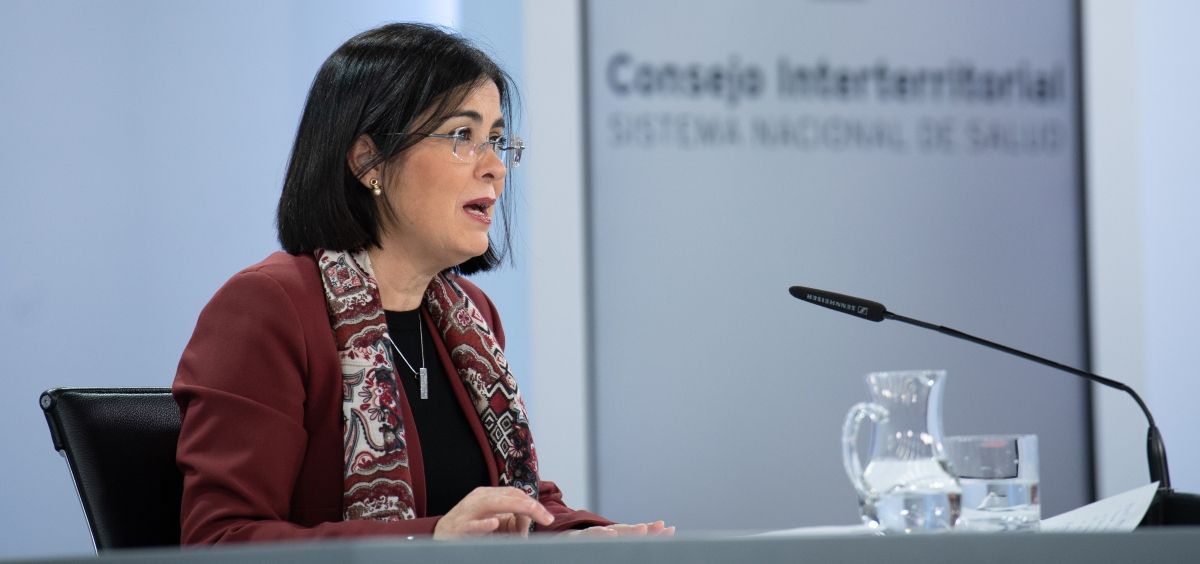 Carolina Darias, ministra de Sanidad, en rueda de prensa tras el Consejo Interterritorial (Foto: Pool Moncloa / Borja Puig de la Bellacasa)