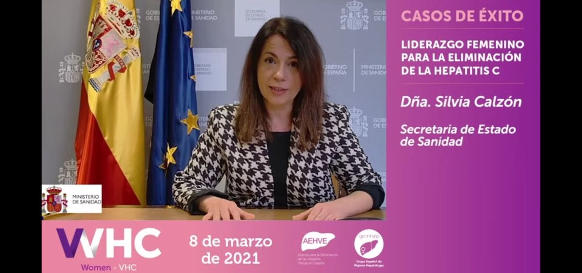 La secretaria de Estado de Sanidad, Silvia Calzón, durante las jornadas de la Alianza para la Eliminación de las Hepatitis Víricas en España (AEHVE) . (Foto. AEHVE)