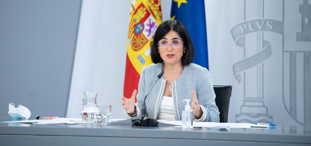 La ministra de Sanidad, Carolina Darias, en rueda de prensa tras el Consejo Interterritorial (Foto: Pool Moncloa / Borja Puig de la Bellacasa)