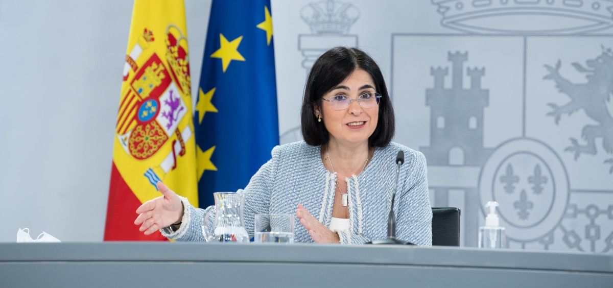 La ministra de Sanidad, Carolina Darias, tras el pleno del Consejo Interterritorial (Foto: Pool Moncloa / Borja Puig de la Bellacasa)