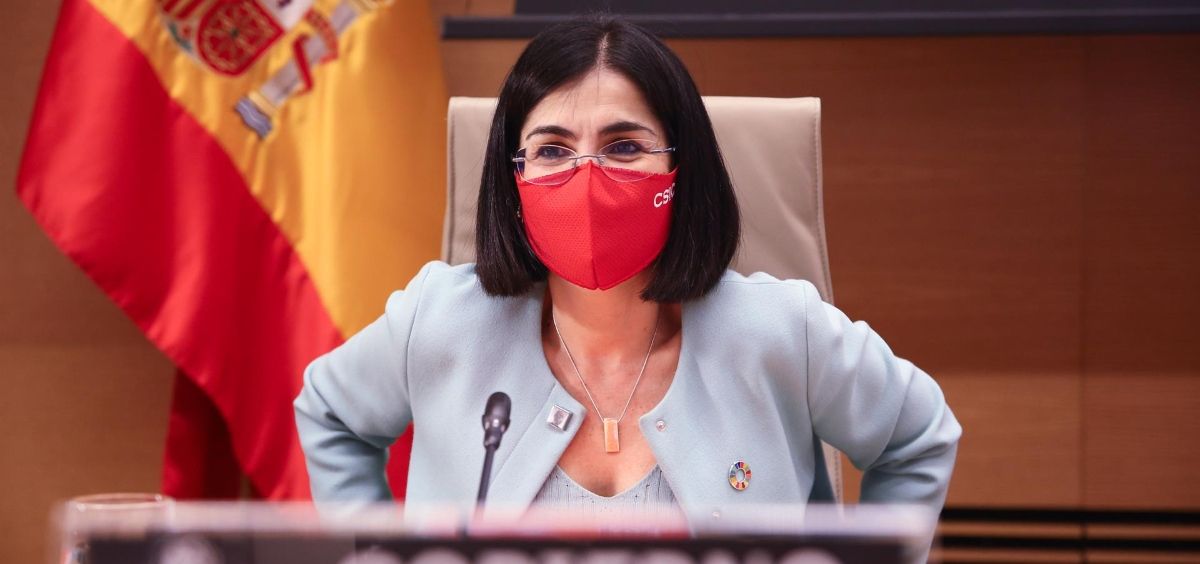 La ministra de Sanidad, Carolina Darias, en la Comisión de Sanidad del Congreso este 25 de marzo (Foto.  EUROPA PRESSR.Rubio.POOL )