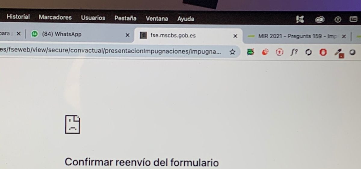 Error con la web habilitada por el Ministerio de Sanidad para las impugnaciones de los exámenes de FSE. (Foto. @MuyMedico)