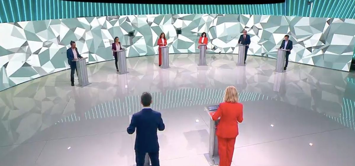 Debate entre los seis principales candidatos a la presidencia de la Comunidad de Madrid (Foto: TeleMadrid)