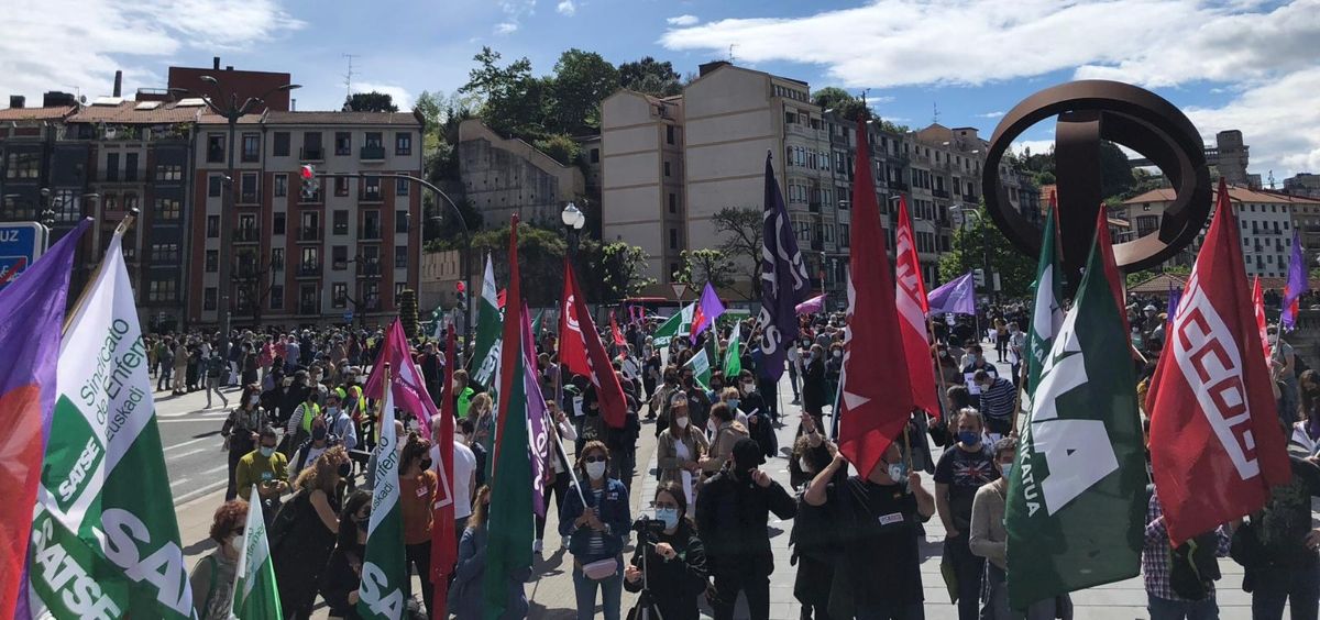 Imagen de una de las manifestaciones convocadas por los sindicatos vascos. (Foto. @ccoo osasuna)