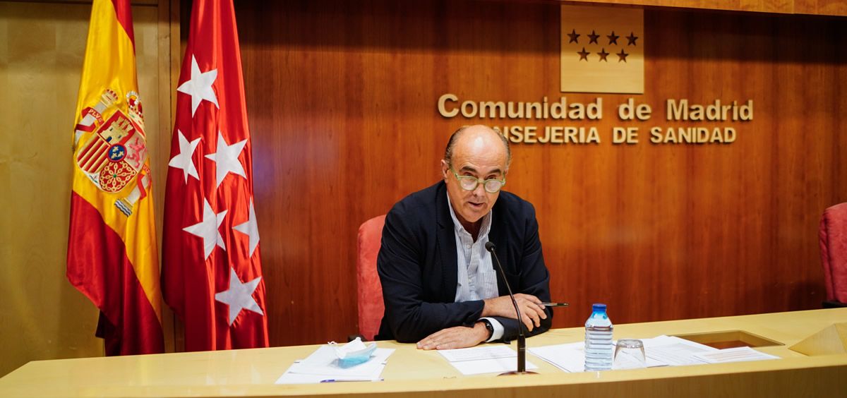 El titular de la Viceconsejería de Salud Pública y Plan COVID-19, Antonio Zapatero, en rueda de prensa (Foto: Comunidad de Madrid)