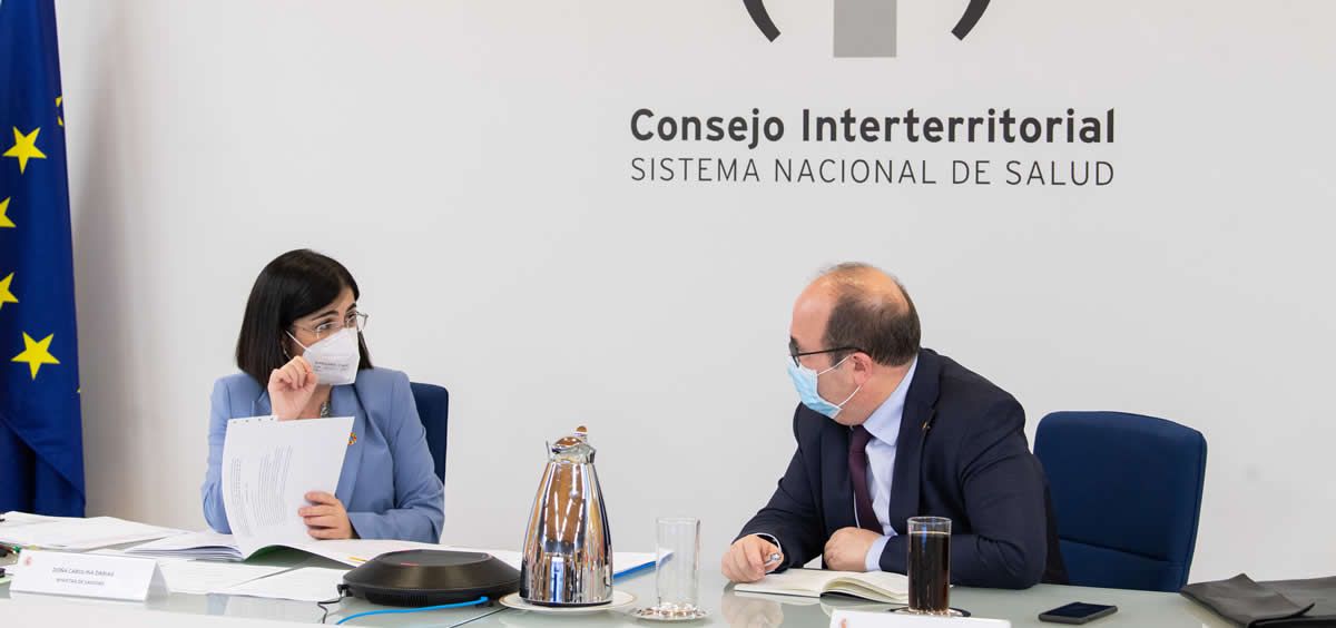 Carolina Darias y Miguel Iceta durante el Consejo Interterritorial. (Foto. Pool Moncloa. Borja Puig de la Bellacasa)