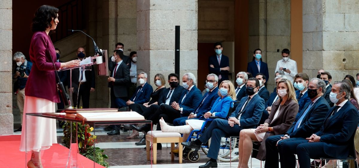 Isabel Díaz Ayuso, presidenta madrileña, en la toma de posesión de su Gobierno (Foto: CAM)