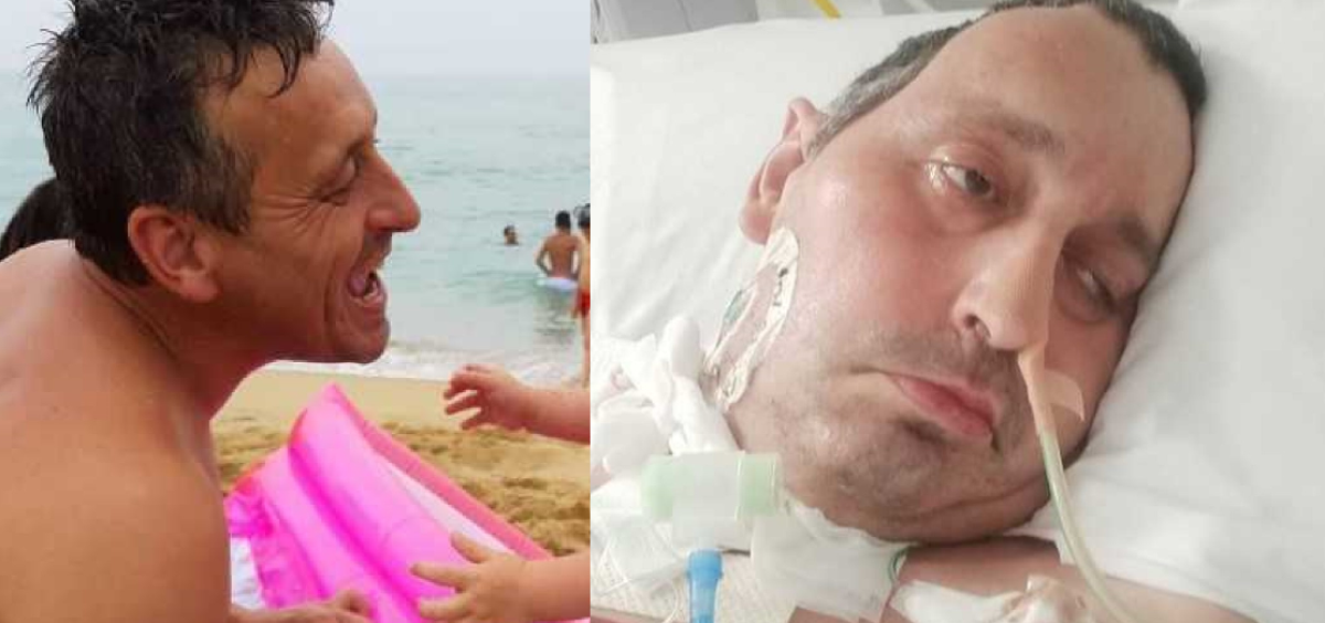 Javier Balaguer, antes y después del accidente laboral. (Foto: Tw @ayudaajavier / ConSalud)