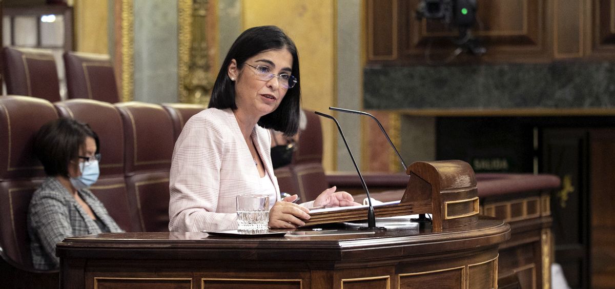 Carolina Darias, ministra de Sanidad, interviniendo en el Congreso de los Diputados (Foto: PSOE)