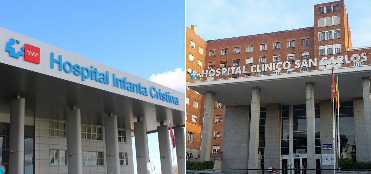 Fachadas de los hospitales Infanta Cristina y Clínico San Carlos