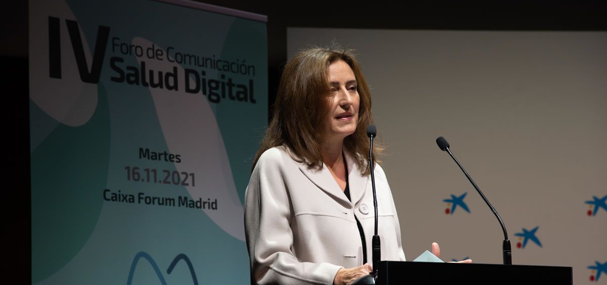 Cristina Henríquez de Luna, presidenta de GSK España, durante el IV Foro de Comunicación Salud Digital (Foto. ConSalud)