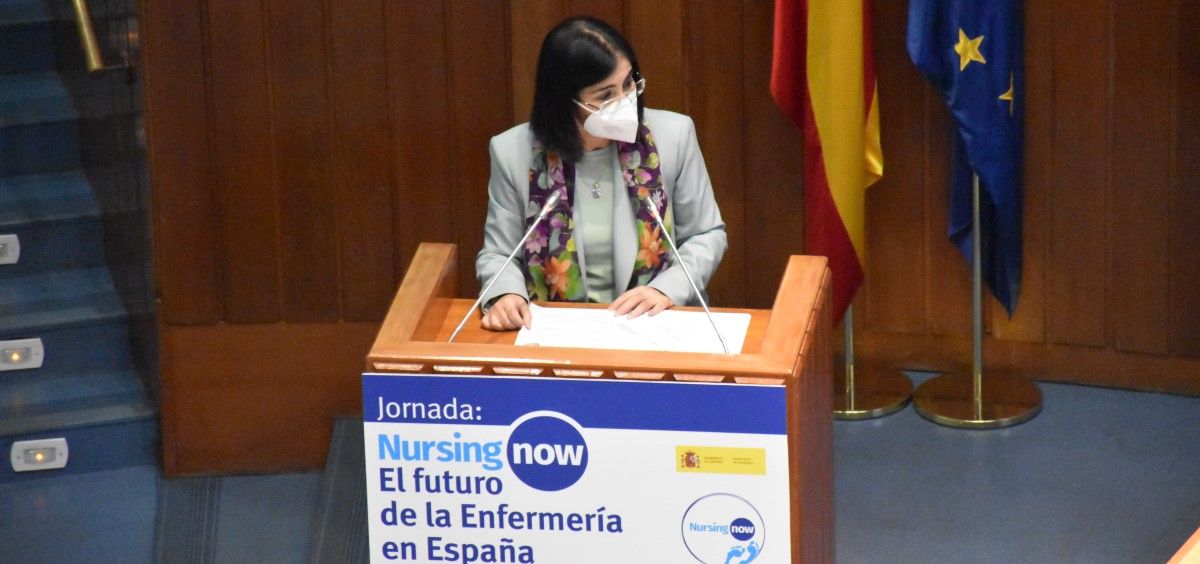 La ministra de Sanidad, Carolina Darias, en la jornada 'Nursing Now. El futuro de la Enfermería en España'. (Foto. Ministerio de Sanidad)