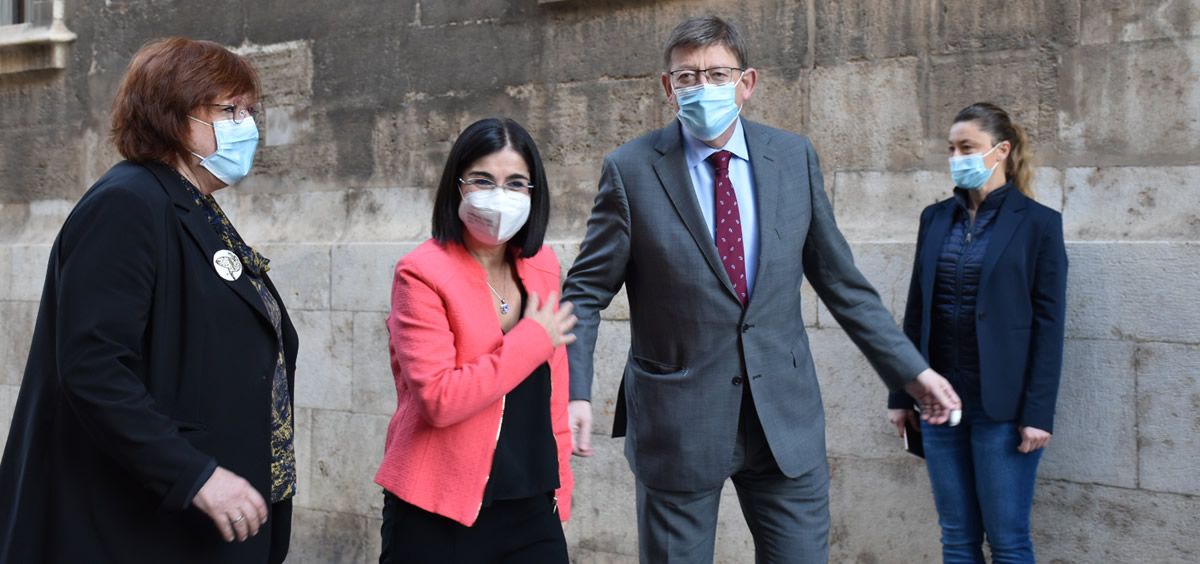 La ministra de Sanidad, Carolina Darias, y el presidente de la Comunidad Valenciana Ximo Puig en la visita (Foto. Ministerio de Sanidad)