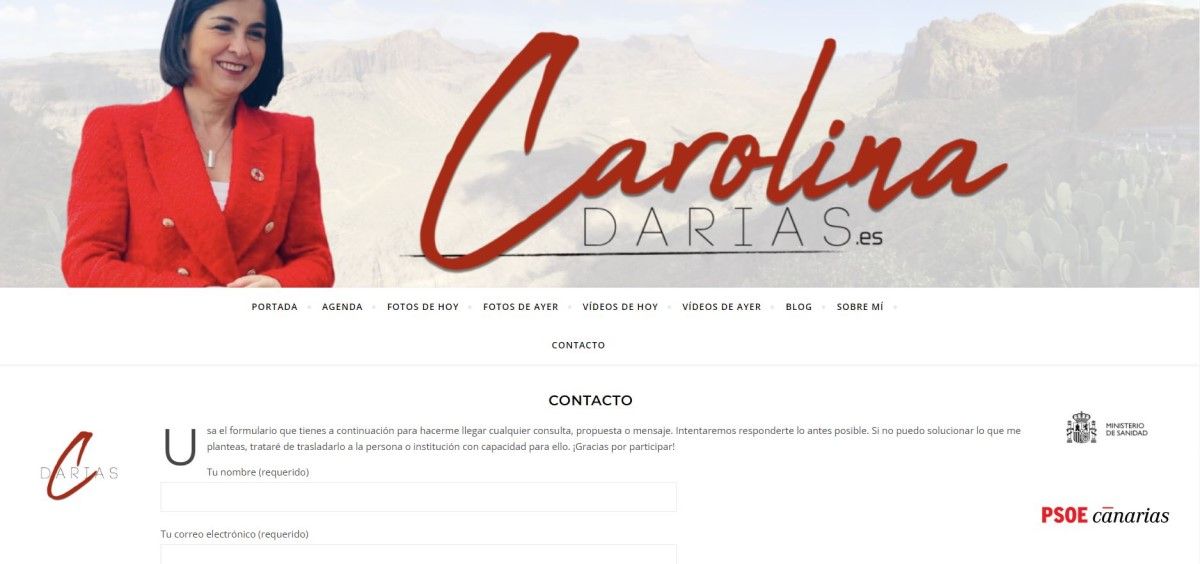 Captura de pantalla de la web de Carolina Darias, carolinadarias.es. (Foto. ConSalud.es)