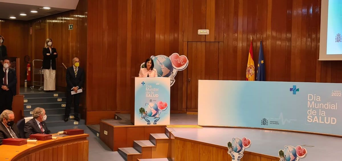 Carolina Darias, Ministra de Sanidad, durante el acto institucional por el Día Mundial de la Salud (Foto. Ministerio de Sanidad)