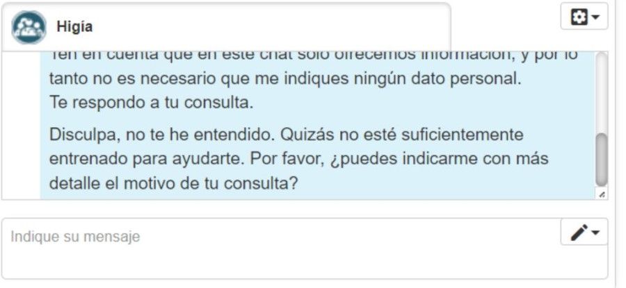 Higía, un asistente virtual que no sabe responder las dudas que plantean los opositores. (Foto. @PerritodelMIR)