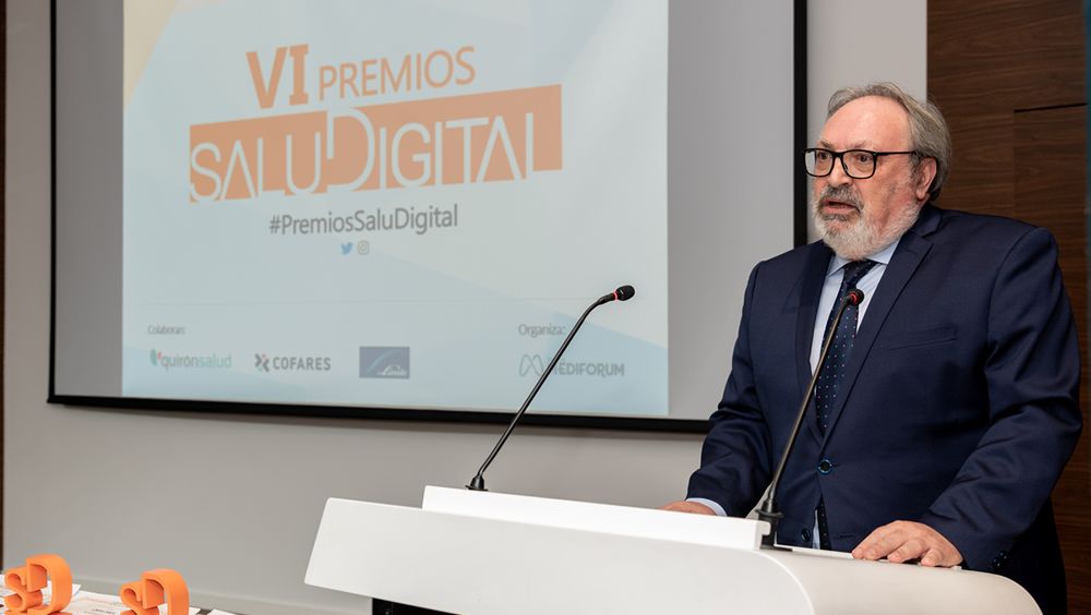 El presidente del Grupo Mediforum, Juan Blanco, durante su intervención en los VI Premios SaluDigital (Foto.: Miguel Ángel Escobar)
