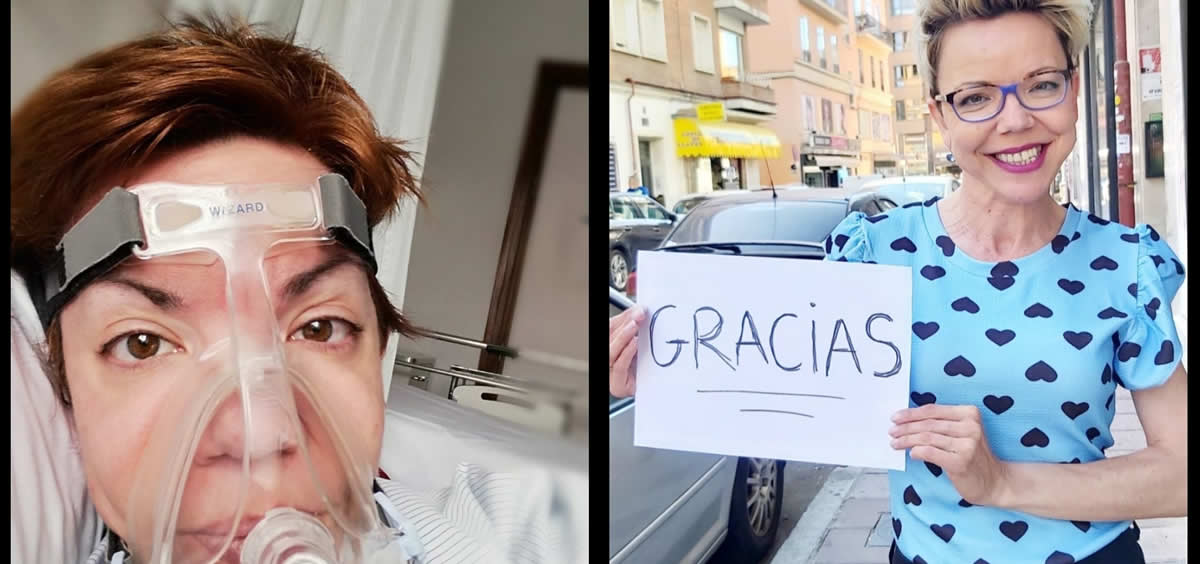 Yolanda Rodríguez, antes y después del trasplante de pulmón (Foto. montaje cedido)