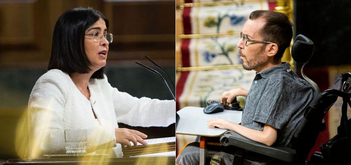 Carolina Darias, ministra de Sanidad, y Pablo Echenique, portavoz de Unidas Podemos en el Congreso (Montaje: ConSalud.es)