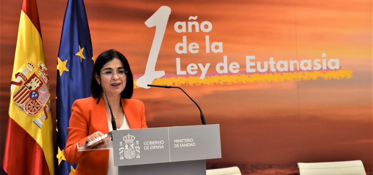 La ministra de Sanidad, Carolina Darias, en el acto conmemorativo '1 año de la Ley de Eutanasia' (Foto: M. Sanidad)