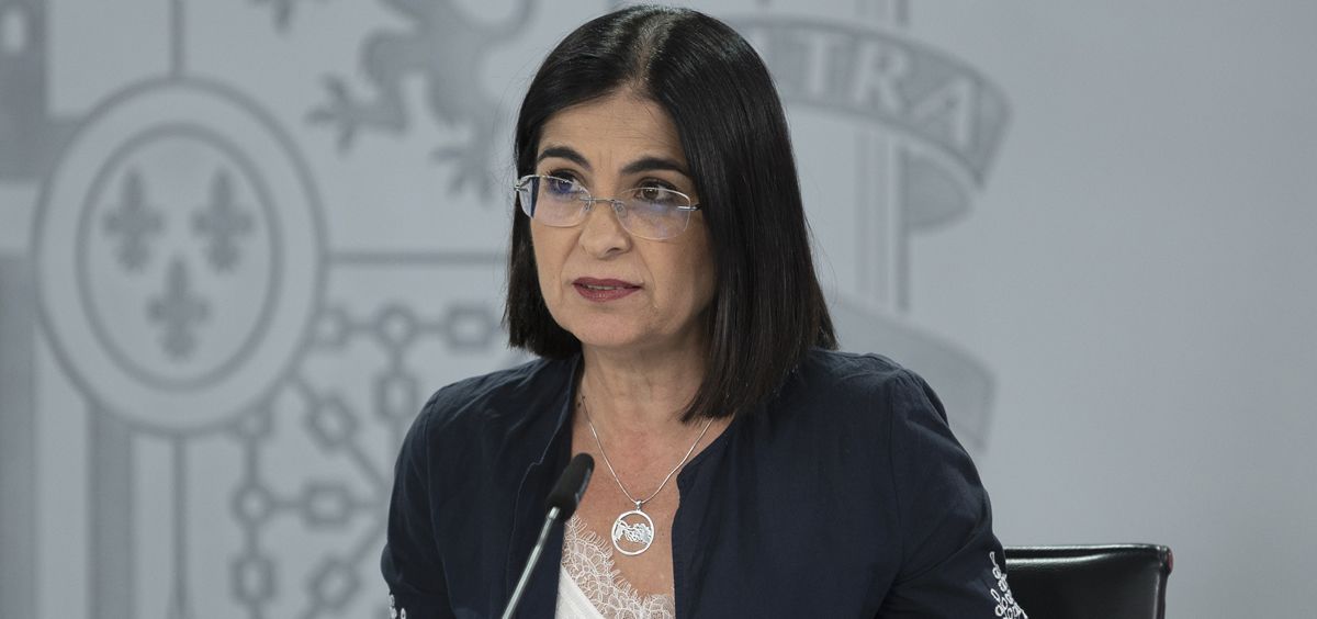 La ministra de Sanidad, Carolina Darias, en rueda de prensa tras el Consejo de Ministros (Foto: Pool Moncloa / Borja Puig de la Bellacasa)