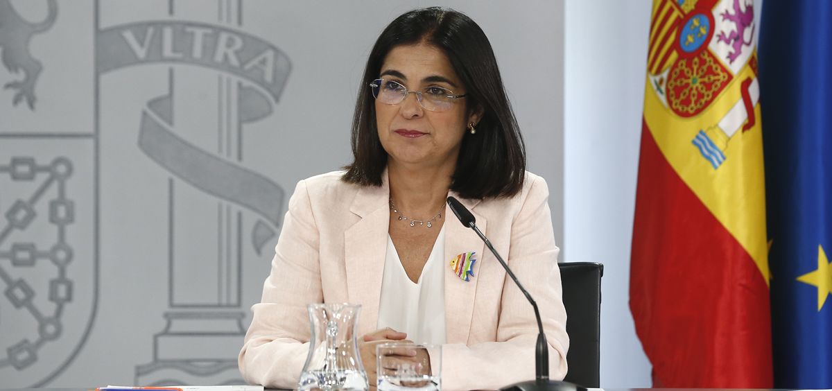 La ministra de Sanidad, Carolina Darias, en rueda de prensa tras el Consejo de Ministros (Foto: Pool Moncloa / Ricardo Galán)