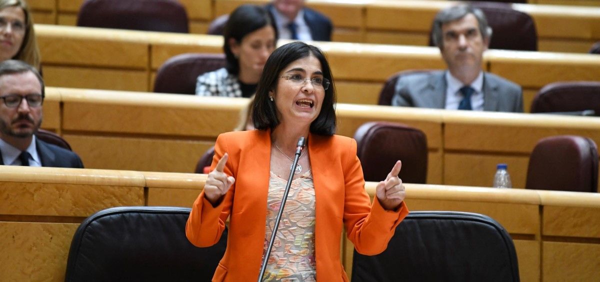 La ministra de Sanidad, Carolina Darias, interviene en la sesión de control al Gobierno en el Senado a 4 de octubre de 2022. (Foto. Fernando Sánchez EP)