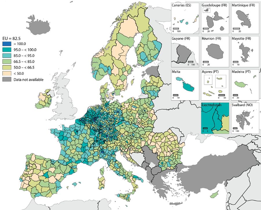 Porcentaje de la población con acceso a un hospital (Gráfico Eurostat)