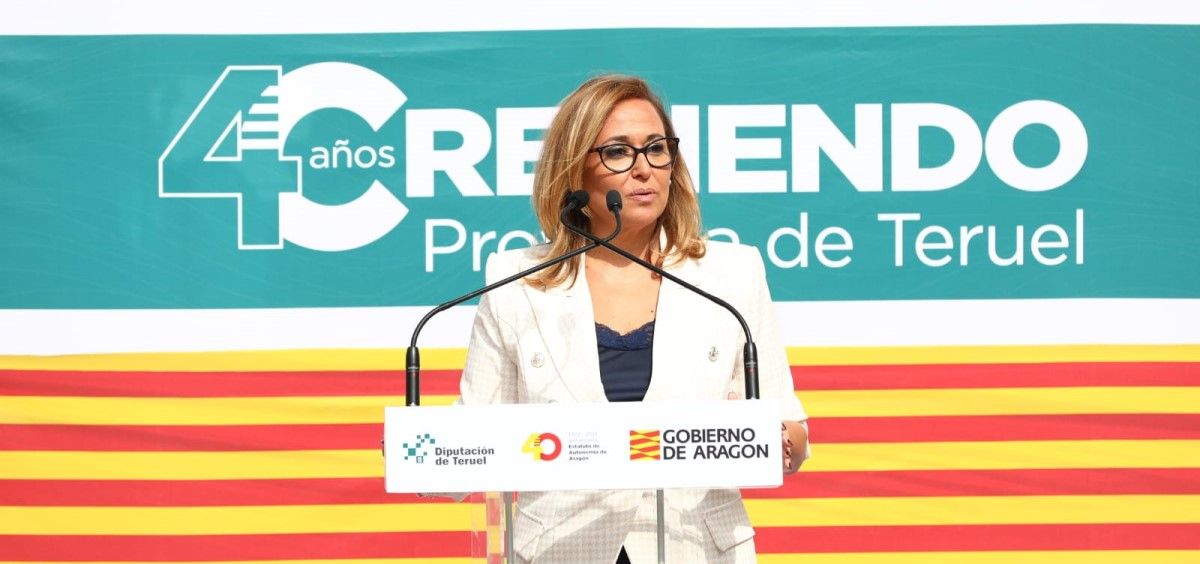 La consejera de presidencia y portavoz del Gobierno de Aragón, Mayte Pérez. (Foto. Tw @MaytePerez2)