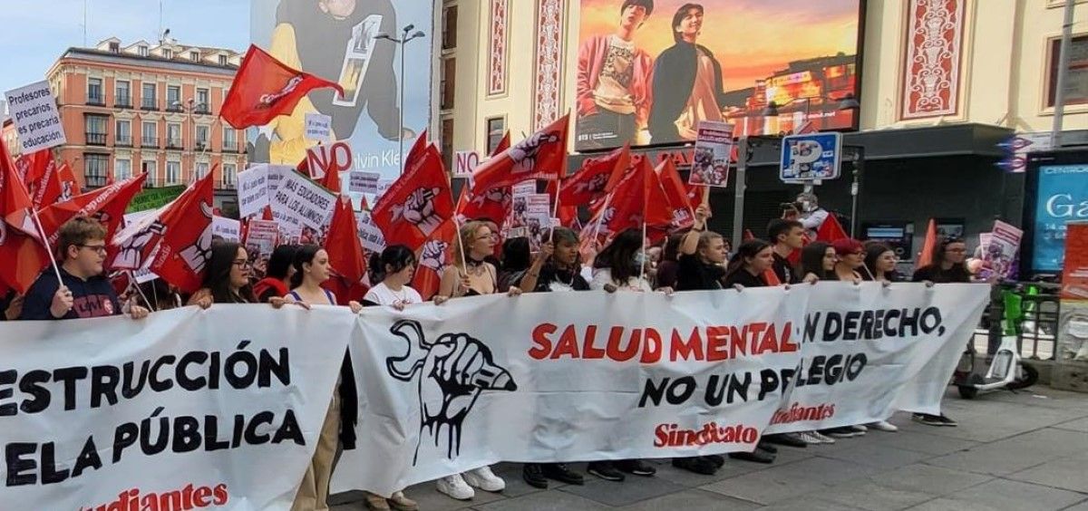 Manifestacion estudiantil por la salud mental en Madrid. Ha sido una de las tantas que se han llevado a cabo en toda España. (Foto. EP)