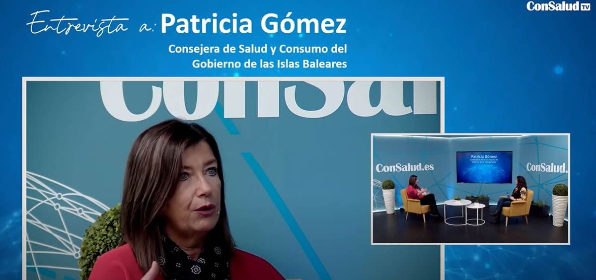 La consejera de Salud balear, Patricia Gómez, en una momento de la entrevista en el plató de ConSalud TV