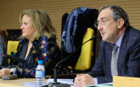 Los responsables de FASAMET y CESMAragón, Leandro Catalán y Mercedes Ortín. (Foto: EP)
