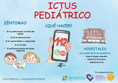 Poster de la campaña sobre ictus pediátrico de los fisioterapeutas madrileños (Foto. CPFCM)