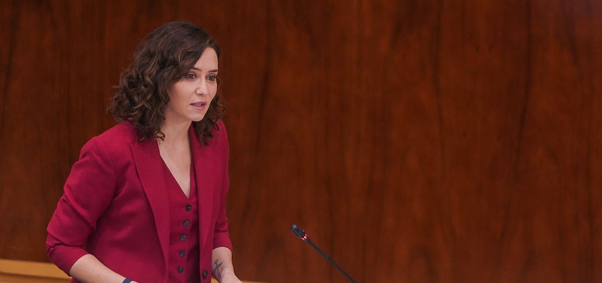 La presidenta de la Comunidad de Madrid, Isabel Díaz Ayuso, durante su intervención en la Asamblea (Foto: CAM)