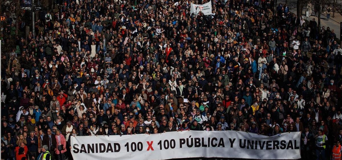 Un instante de la manifestación en Madrid (Foto. Alejandro Martínez   EP)