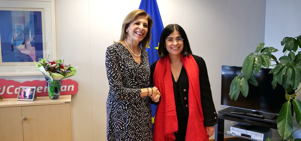 La ministra de Sanidad, Carolina Darias  se ha reunido con la comisaria de Salud y Seguridad Alimentaria, Stella Kyriakides (Foto: Ministerio de Sanidad)