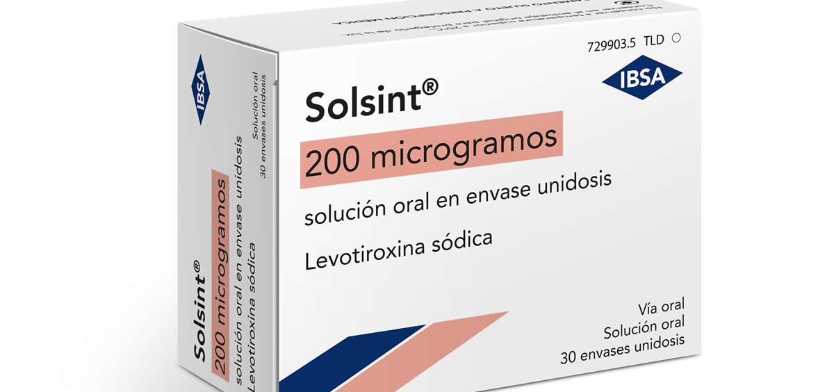 'Solsint' (levotiroxina sódica), del Laboratorio IBSA, utilizado contra el hipotiroidismo y el hipertiroidismo (Foto: CGCOM/Europa Press)