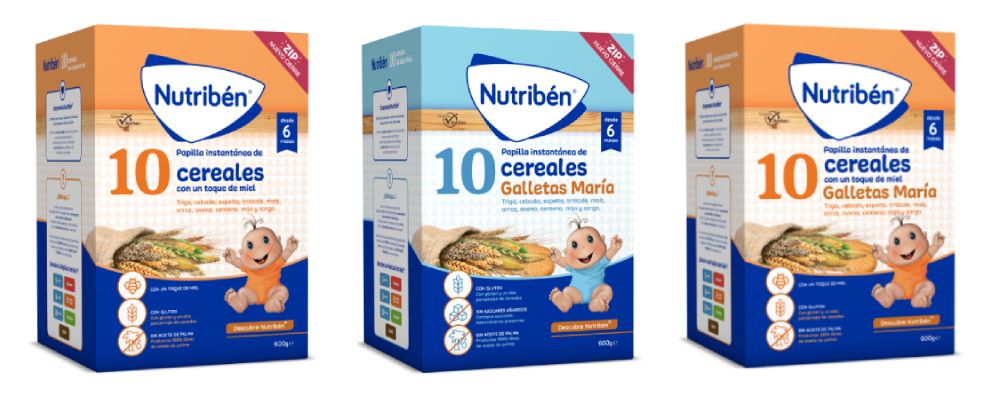 Gama de Papillas 10 cereales de Nutribén (Foto. Fotomontaje Estetic.es)